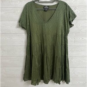 Angie Women’s Dark Green 4 Tier Mini Rayon Dress. Size L